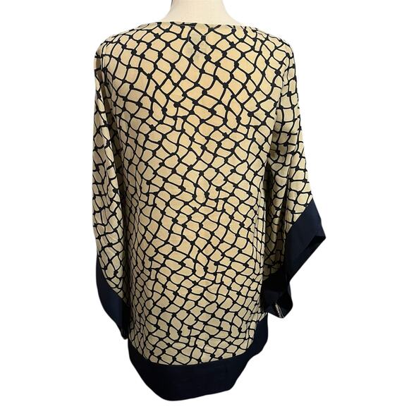 UMGEE | Women's Semi Sheer Gold Navy Oversized Boho Tunic Mini Dress Sz M - Picture 3 of 5